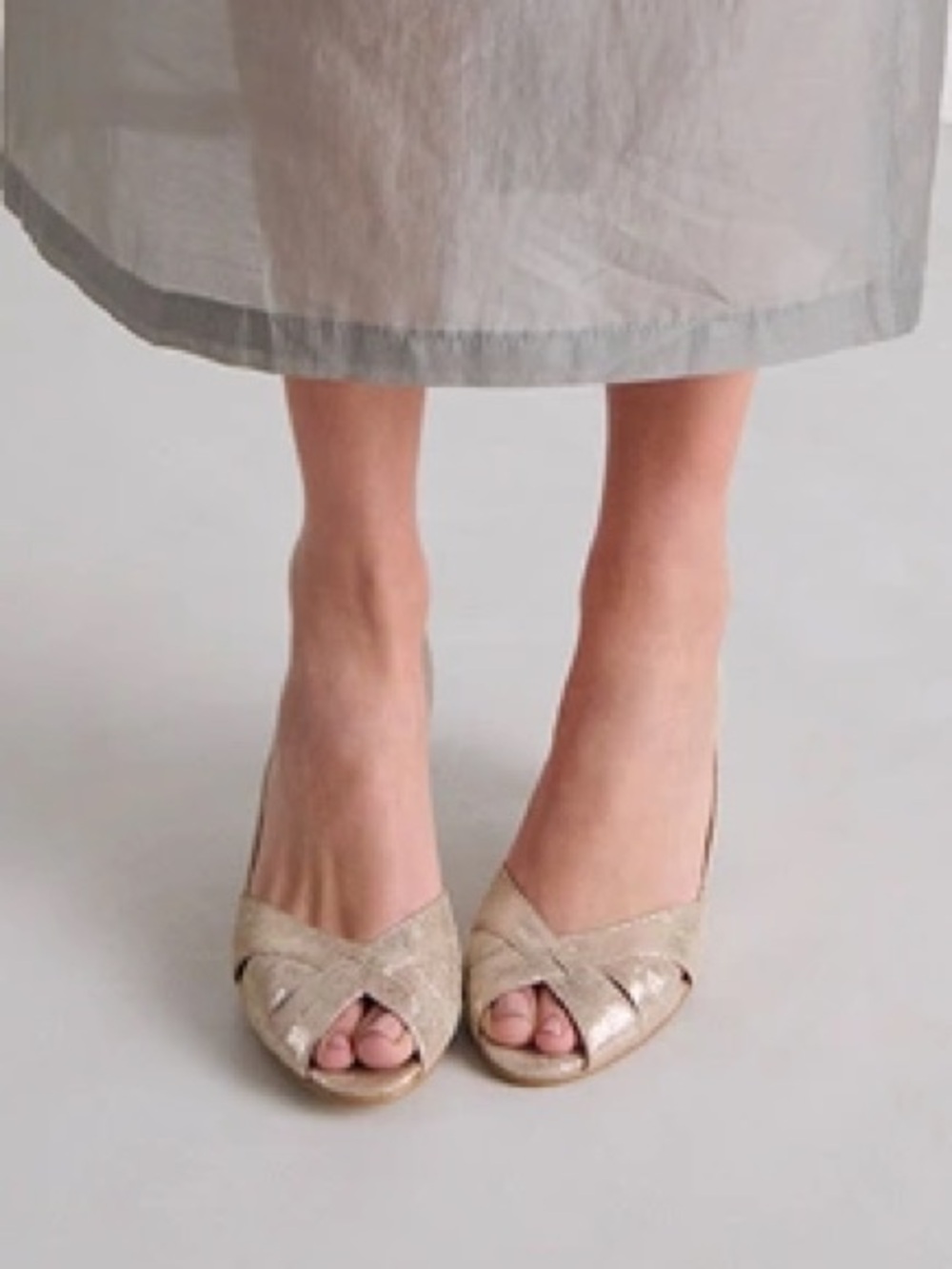 Jonak Paris Gold Peep Toe Heels